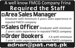 PAT International Marketing Pvt Ltd Pakistan Jobs 2018 Sales Manager / Officers & Order Bookers Latest