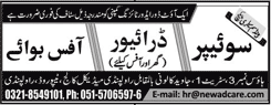 Sweeper, Driver & Office Boy Jobs in Rawalpindi 2018 January Advertising Company Latest