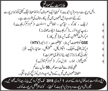 Royal Airport Services Pvt Ltd Quetta Jobs 2018 January Aircraft Technician, Security Guards & Others Latest
