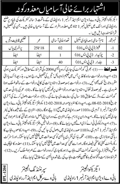 Highway Division Rawalpindi Jobs 2018 February Baildar, Cleaners, Chowkidar Disabled Quota Latest