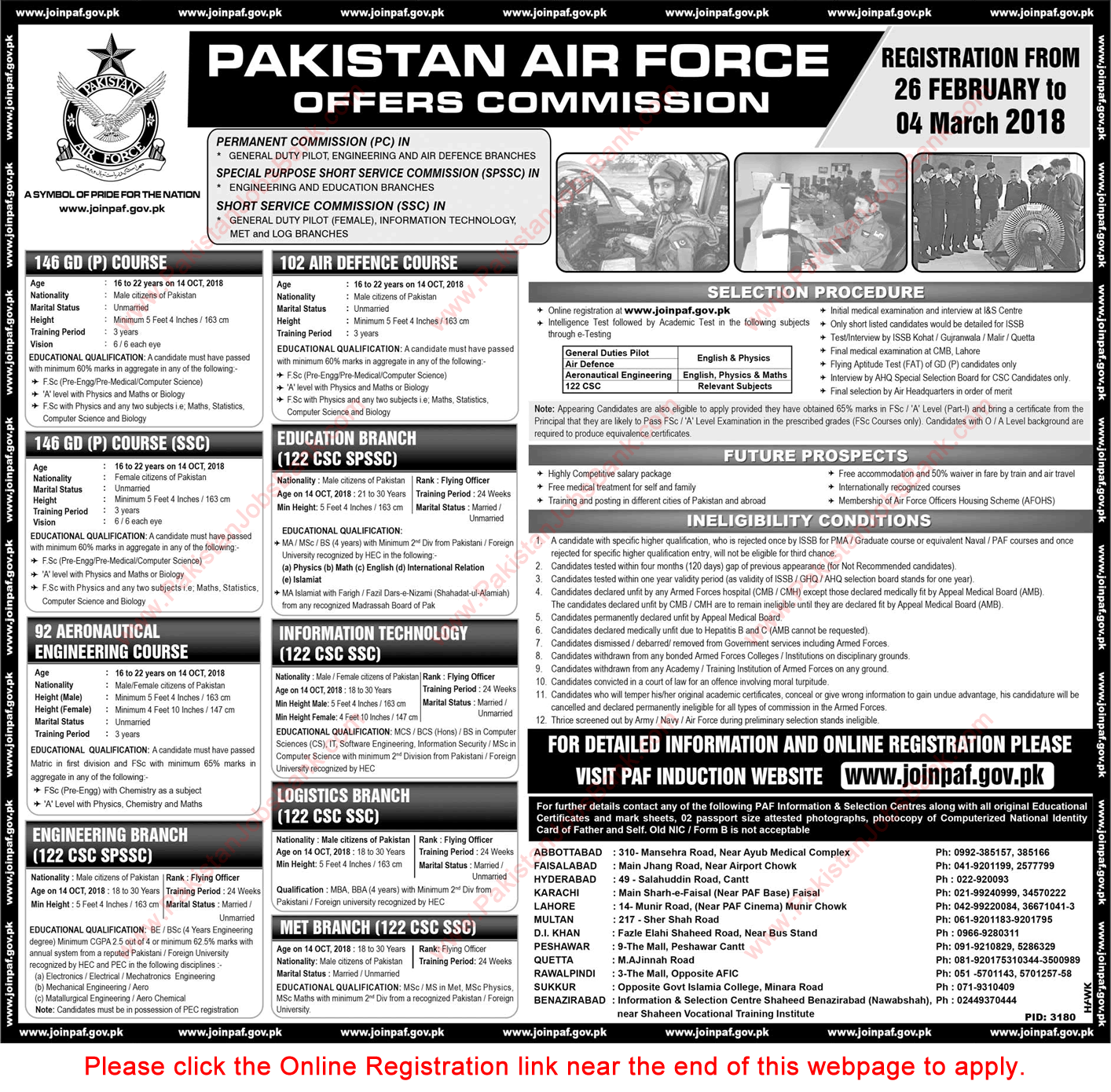 Join Pakistan Air Force February 2018 Online Registration SPSSC, SSC & Permanent Commission Latest