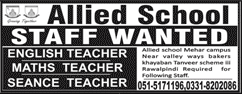 Allied School Rawalpindi Jobs April 2018 Teachers at Mehar Campus Latest