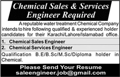 Sales / Service Engineer Jobs in Pakistan April 2018 Chemical Company Latest