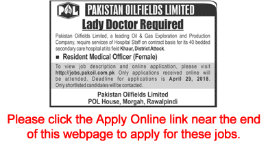 Resident Medical Officer Jobs in Pakistan Oilfields Limited April 2018 Attock POL Apply Online Latest