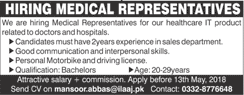 Medical Representative Jobs in Lahore May 2018 Latest