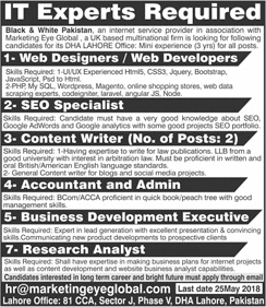 Marketing Eye Global Lahore Jobs 2018 May Web Designers / Developers & Others Latest