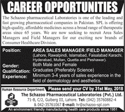 The Schazoo Pharmaceutical Laboratories Pakistan Jobs 2018 May Area Sales & Field Managers Latest