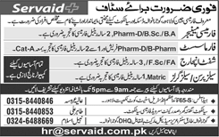 Servaid Pharmacy Pakistan Jobs 2018 May Pharmacist, Shift Incharge & Others Latest