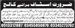 Indus College Kahuta Jobs 2018 June Lecturers & Librarians Latest