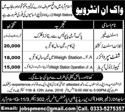 Toll / Computer Operator, Shift Supervisor & Other Jobs in Pakistan 2018 June Latest