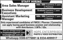 Hope Enterprises Lahore Jobs 2018 July Business Development Executives & Others Latest