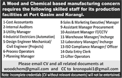 Wood & Chemical Manufacturing Company Karachi Jobs July 2018 August Latest