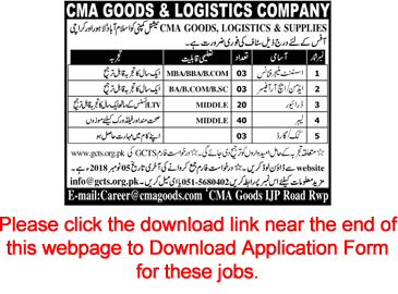 CMA Goods and Logistics Pakistan Jobs October 2018 GCTS Application Form Latest