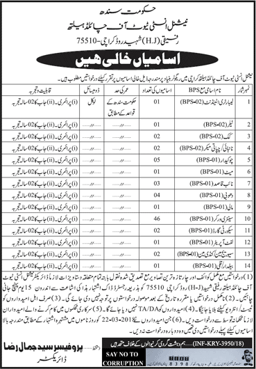 National Institute of Child Health Karachi Jobs November 2018 Sanitary Workers, Chowkidar & Others Latest