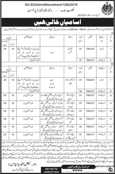 Mines and Minerals Department Sindh Jobs 2019 July Naib Qasid & Drivers Latest