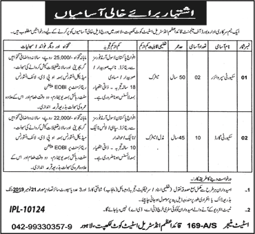 Quaid-e-Azam Industrial Estate Lahore Jobs 2019 November Security Guards & Supervisors Latest