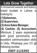 Salesman, Accountant & Other Jobs in Lahore May 2020 Latest