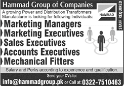 Hammad Group of Companies Lahore Jobs 2020 June Sales Executives & Others Latest