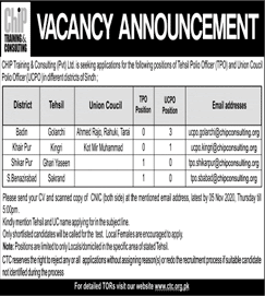 Polio Officer Jobs in Chip Training and Consulting Pvt Ltd November 2020 UCPO & TPO Latest