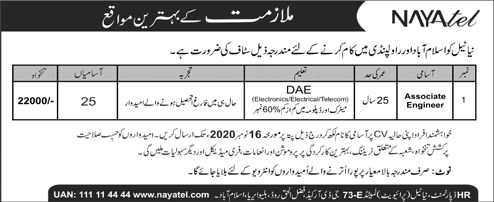 Nayatel Pvt Ltd Jobs November 2020 Islamabad / Rawalpindi Associate Engineers Latest
