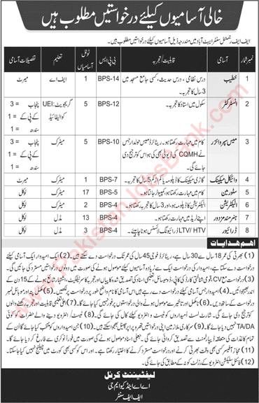 FF Regiment Center Abbottabad Jobs 2020 November Storeman, Skilled Labour & Others Pak Army Latest