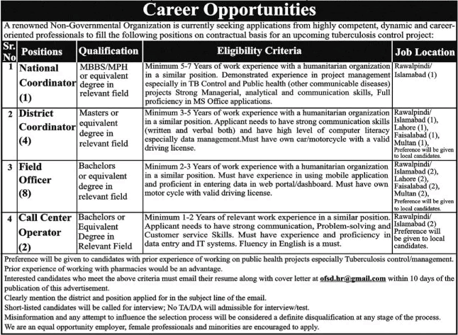 NGO Jobs 2021 Field Officers, District Coordinators & Others Latest
