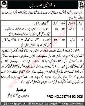 Balochistan Residential College Uthal Jobs 2021 February Accountant & Driver Latest