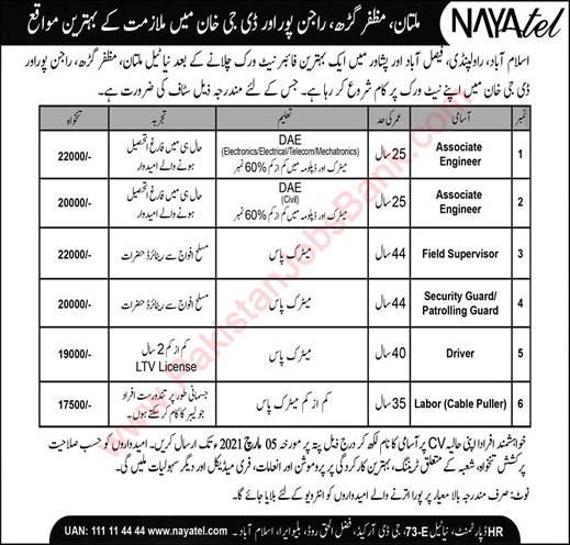 Nayatel Jobs February 2021 Punjab DAE / Associate Engineers & Others Latest