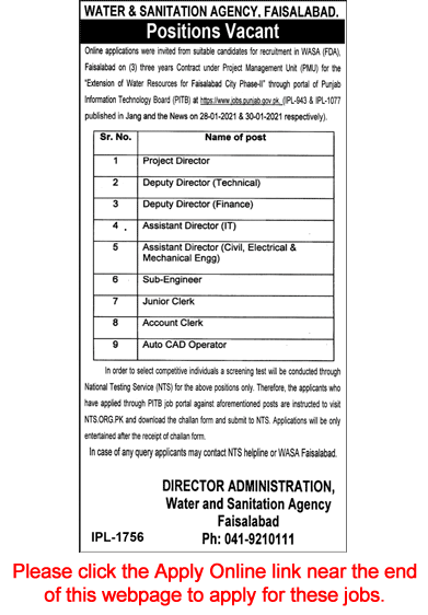 WASA Faisalabad Jobs February 2021 Apply Online Water and Sanitation Agency Latest