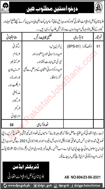 Life Guard Jobs in Balochistan Coastal Development Authority 2021 June Latest