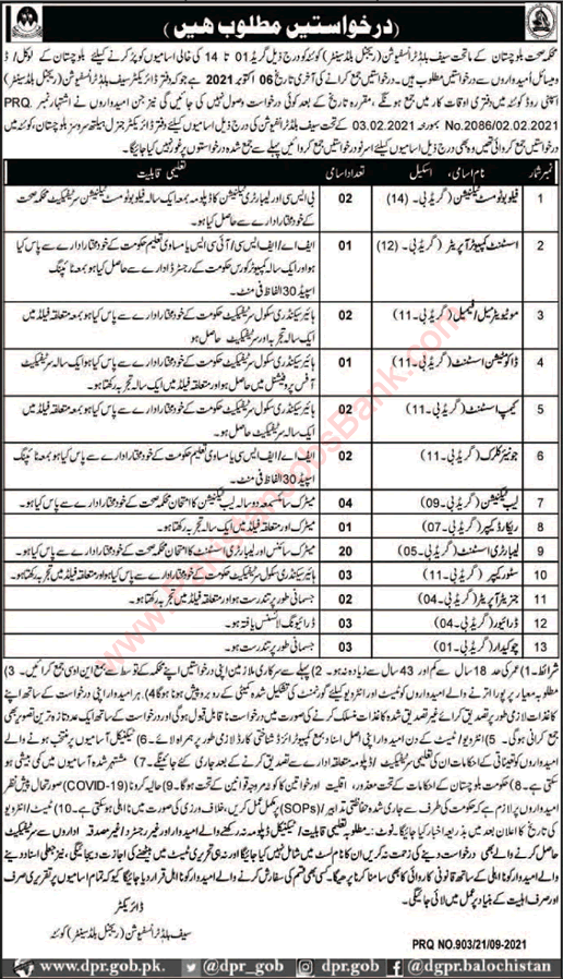 Health Department Balochistan Jobs September 2021 Lab Assistants & Others Regional Blood Centre Quetta Latest