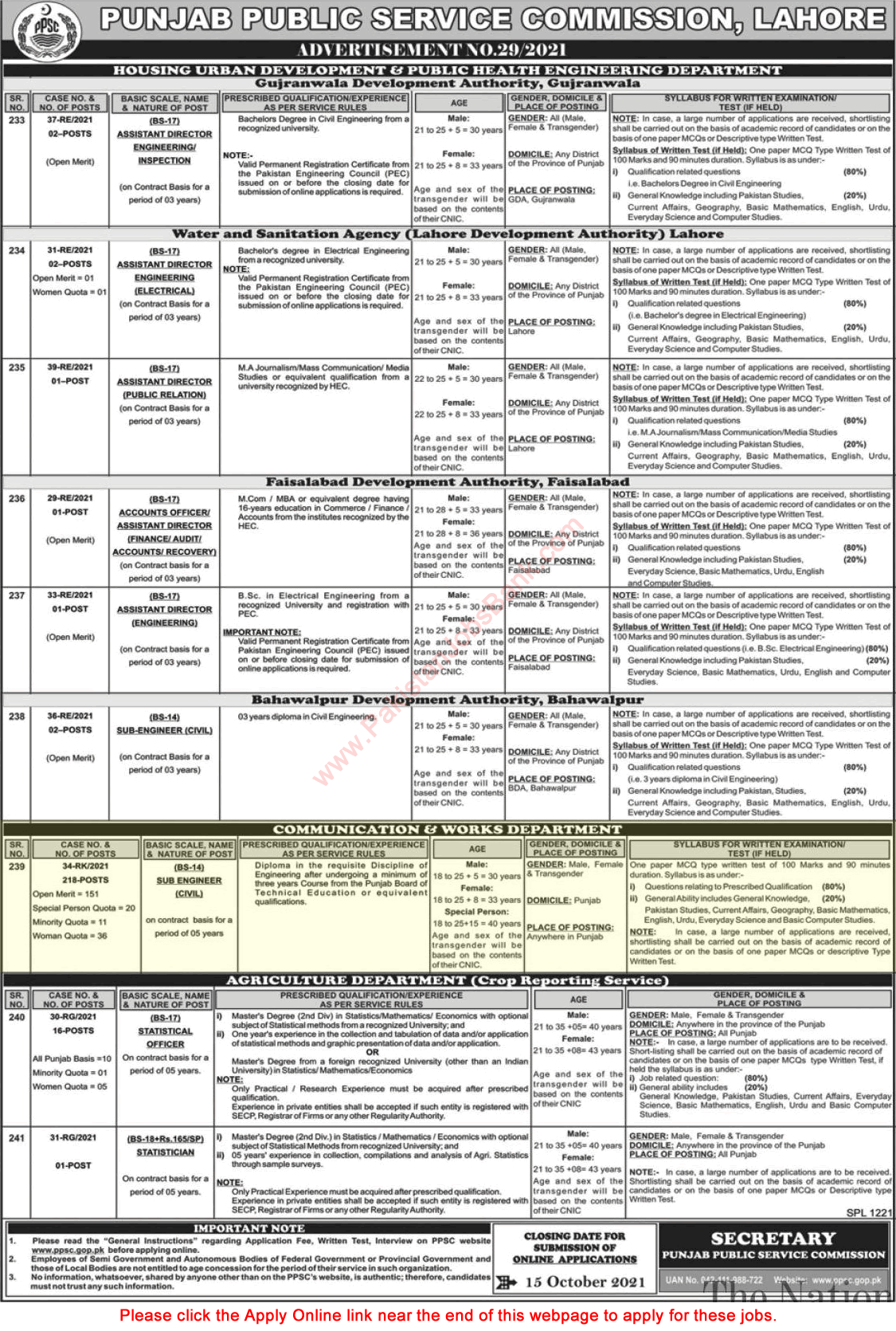 Sub Engineer Jobs in Communication and Works Department Punjab September 2021 PPSC Apply Online Latest