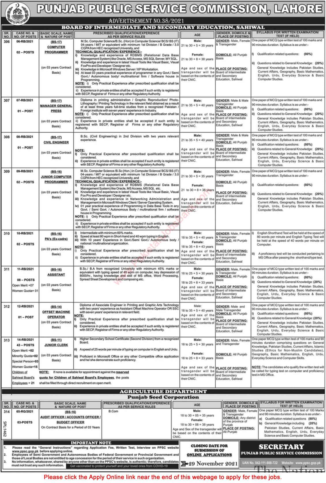 PPSC Jobs November 2021 Apply Online Consolidated Advertisement No 38/2021 Latest