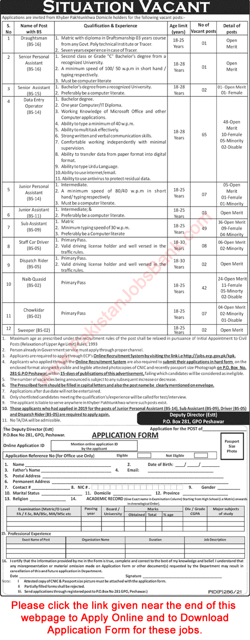 Election Commission of Pakistan Jobs November 2021 ECP KPK Online Application Form Data Entry Operators & Others Latest