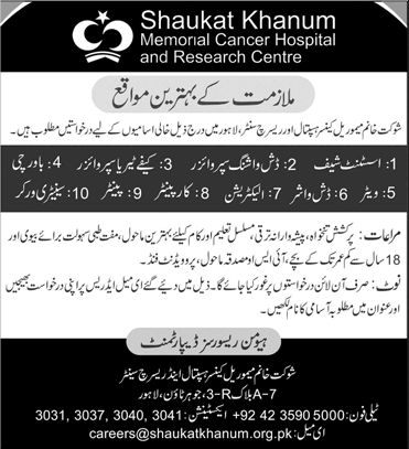 Shaukat Khanum Hospital Lahore Jobs December 2021 SKMCH Latest