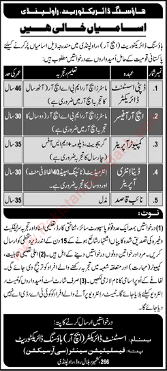 Housing Directorate GHQ Rawalpindi Jobs 2022 Computer Operators & Others Pak Army Latest