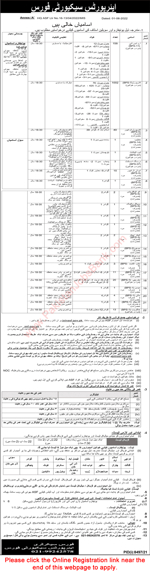 ASF Jobs June 2022 Online Apply Corporals, ASI & Others Airport Security Force Latest