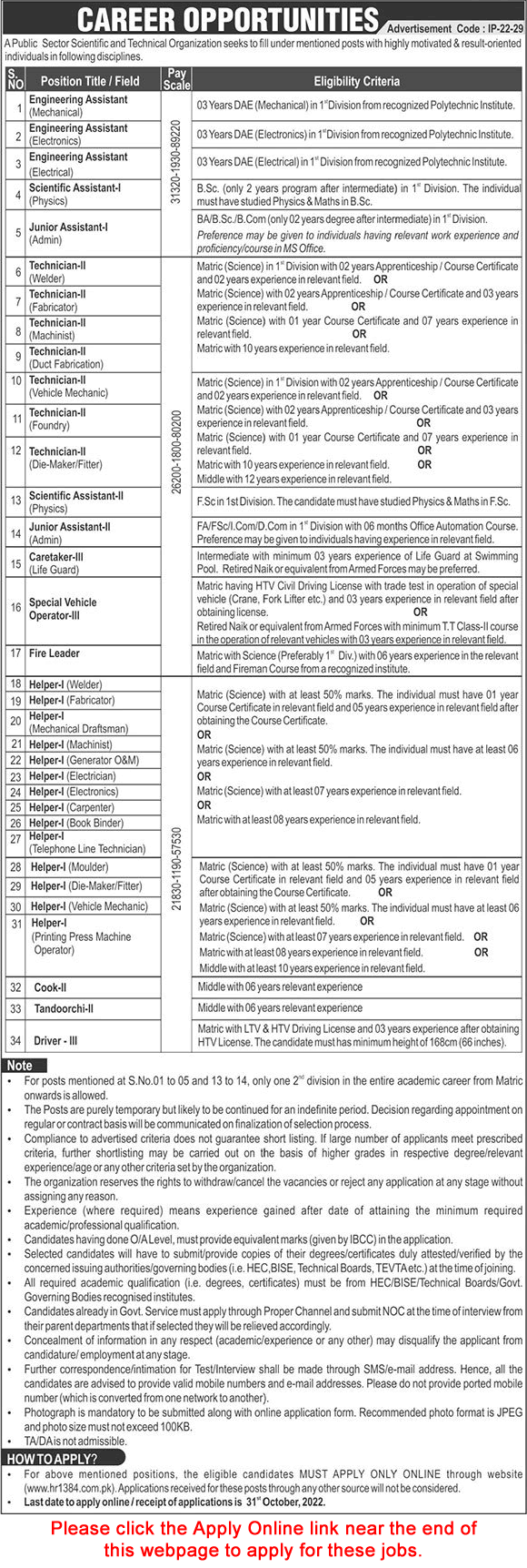 KRL Jobs October 2022 www.hr1384.com.pk Online Apply Junior Assistant, Helpers & Others Latest