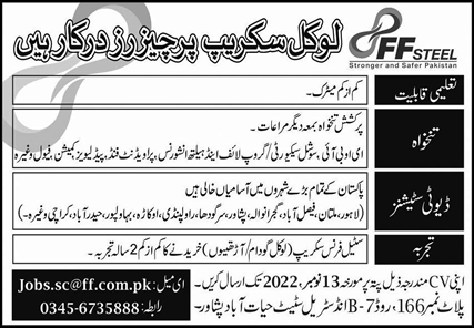 Local Scrap Purchaser Jobs in FF Steel Pakistan November 2022 Latest