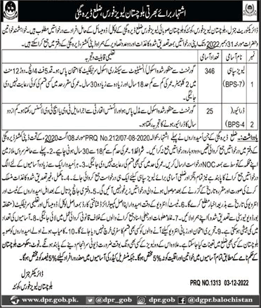 Balochistan Levies Force Dera Bugti Jobs December 2022 Levies Sipahi & Drivers Latest