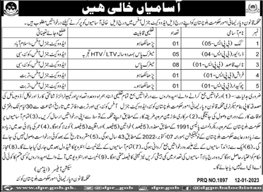Law and Parliamentary Affairs Department Balochistan Jobs 2023 Naib Qasid, Drivers & Others Latest