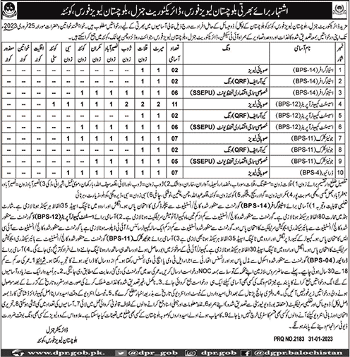 Balochistan Levies Force Jobs February 2023 Clerks, Computer Operators & Others Latest