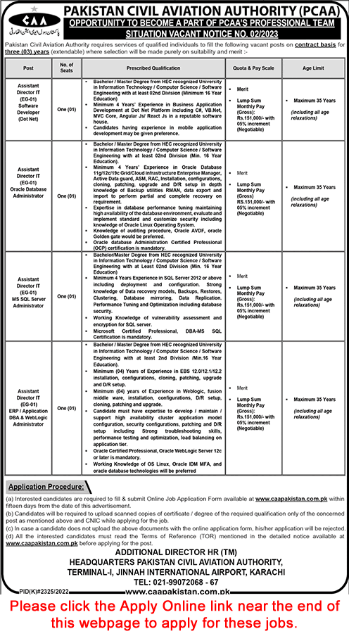Assistant Director Jobs in Pakistan Civil Aviation Authority 2023 February Apply Online PCAA Latest