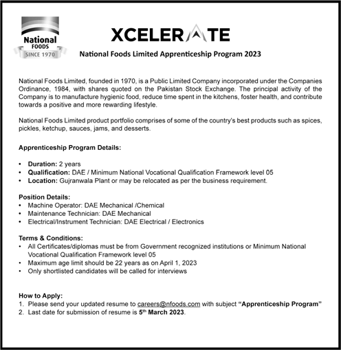 National Foods Limited Apprenticeship Program 2023 February Xcelerate Latest
