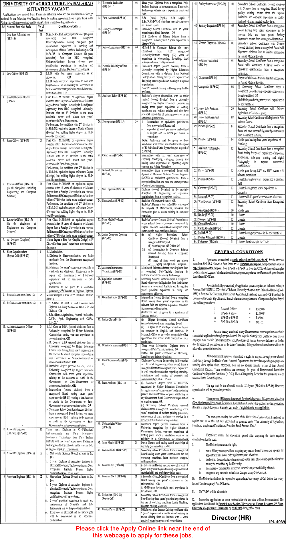University of Agriculture Faisalabad Jobs May 2023 June UAF Apply Online Clerks & Others Latest