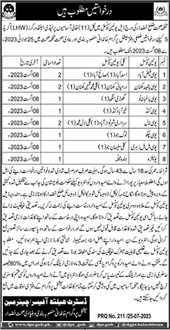 Lady Health Worker Jobs in Health Department Khuzdar 2023 July / August LHW Latest