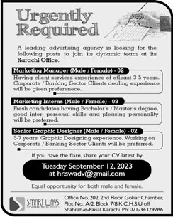 Smart Ways Communication Karachi Jobs September 2023 Marketing Managers, Interns & Graphics Designer Latest