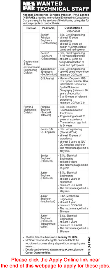 NESPAK Jobs December 2023 / 2024 Online Apply Senior / Junior Engineers & Others Latest