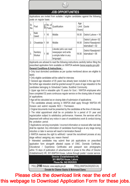 WAPDA Jobs 2024 Application Form Naib Qasid & Others Water and Power Development Authority  Latest