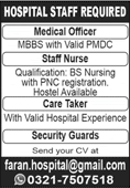 Faran Hospital Lahore Jobs 2024 Security Guards, Medical Officer, Staff Nurse & Caretaker Latest